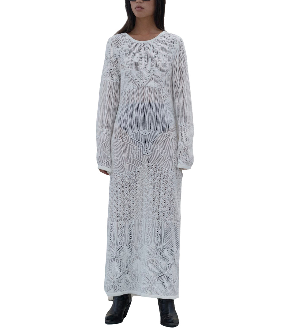 Birgitte Herskind Crochet White Kennedy Maxi Dress Size M NWT